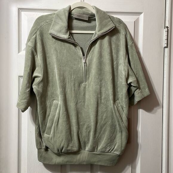 Fear of God ESSENTIALS Velour Short Sleeve Pullover Size Small New - Picture 2 of 5